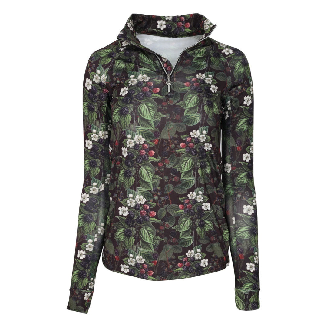 black printed long sleeve riding shirt