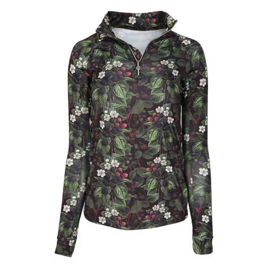 black printed long sleeve riding shirt