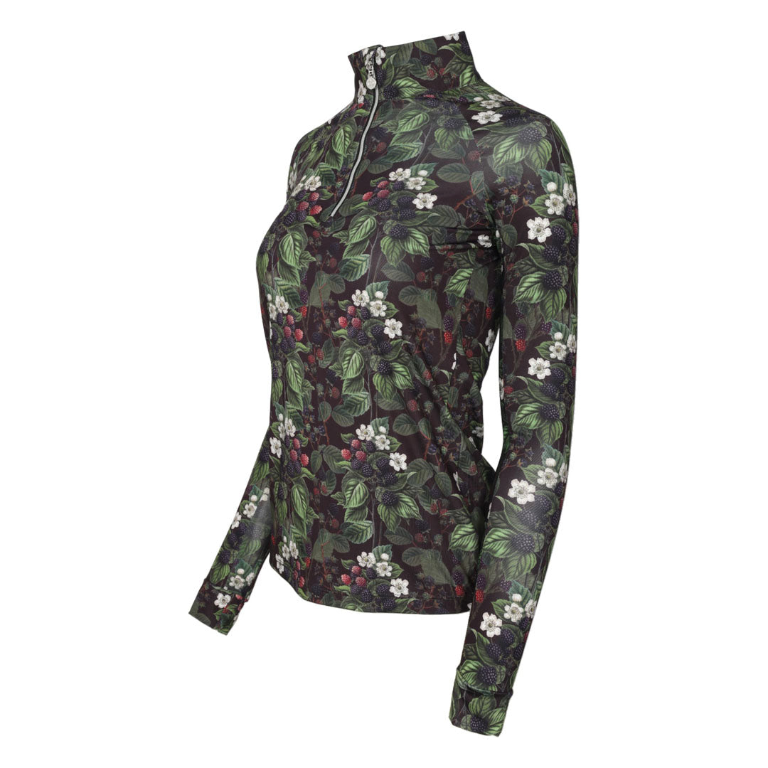 black printed long sleeve riding shirt