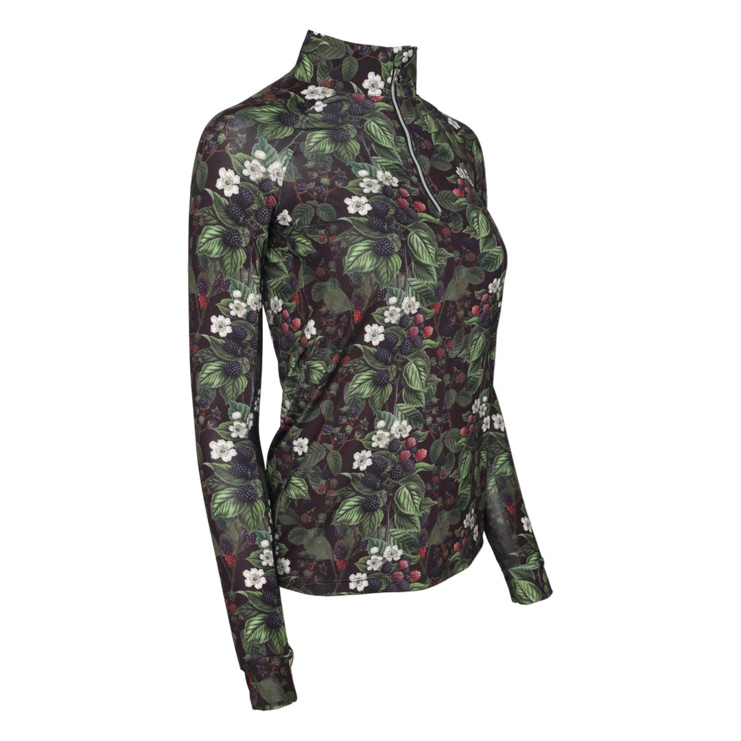 black printed long sleeve riding shirt