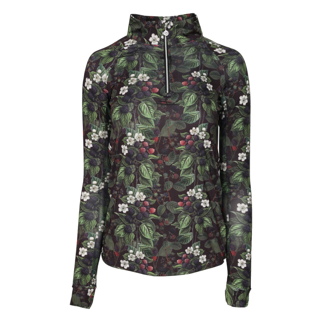 black printed long sleeve riding shirt