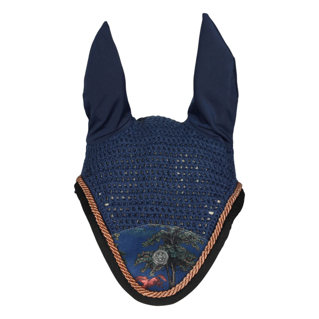blue printed horse bonnet fly veil