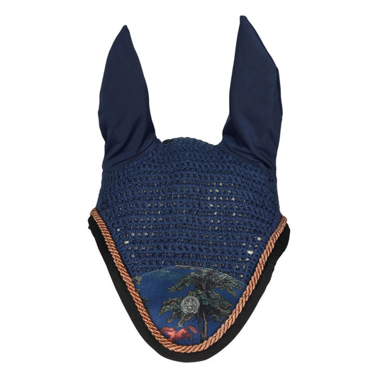 blue printed horse bonnet fly veil