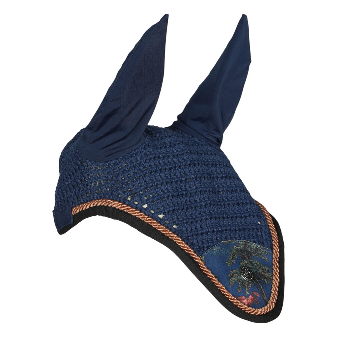blue printed horse bonnet fly veil