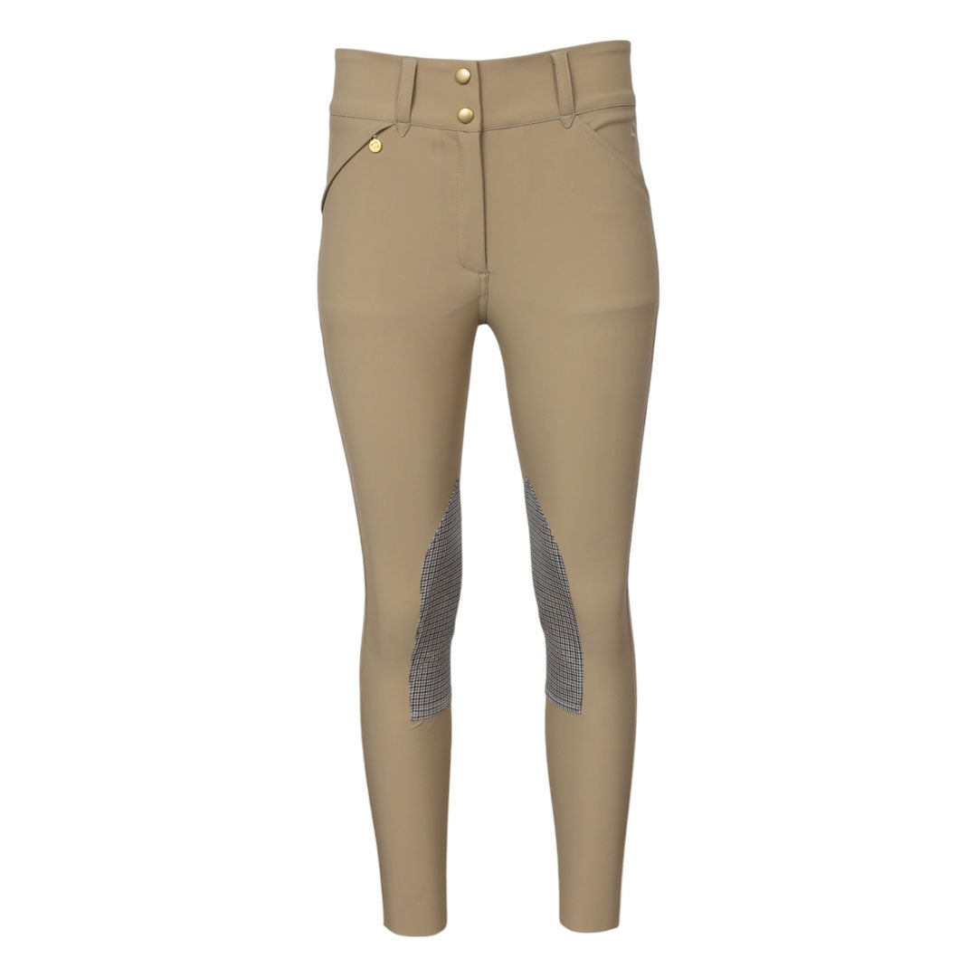 tan riding breeches with pattern accents