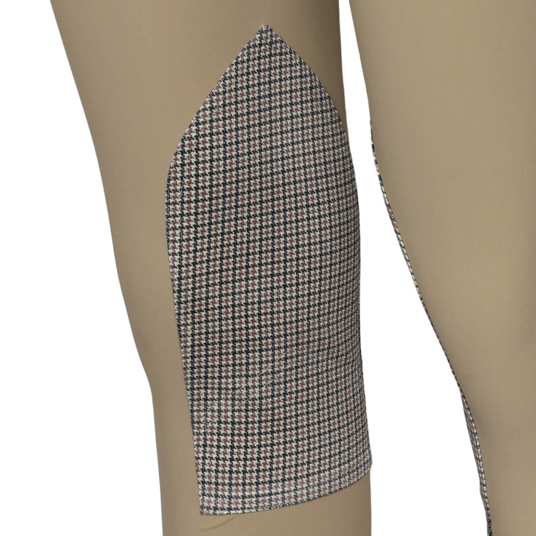 tan riding breeches with pattern accents