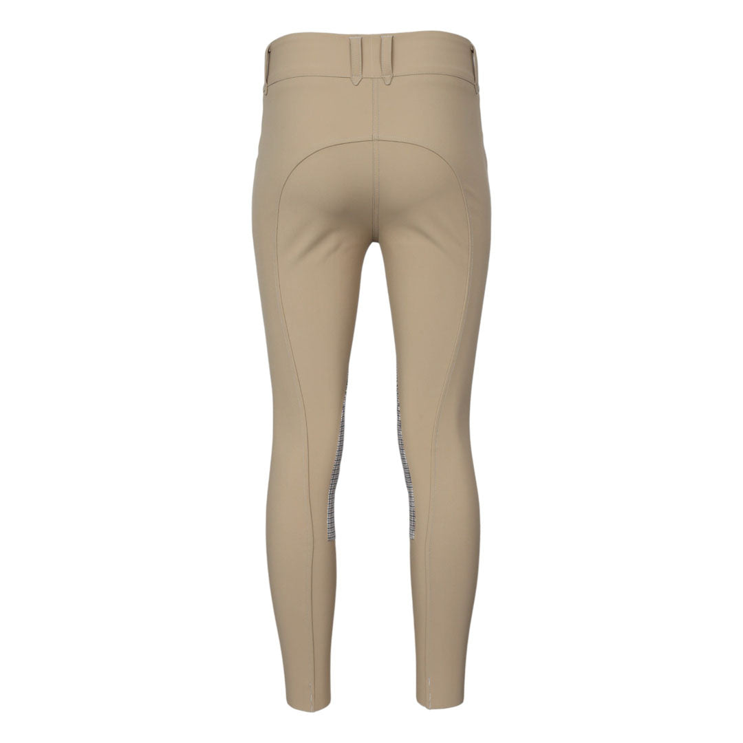 tan riding pants with pattern accent