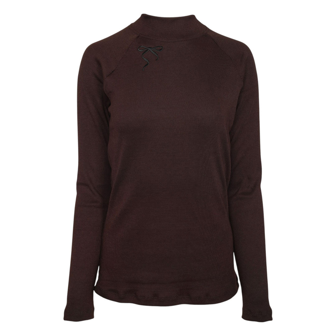 Brown long-sleeve top on a white background