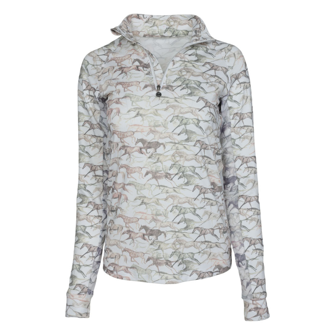 long sleeve riding shirt horse pattern