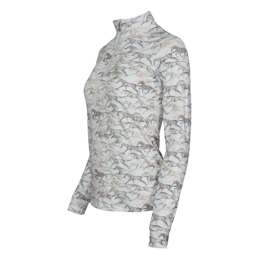 long sleeve riding shirt horse pattern