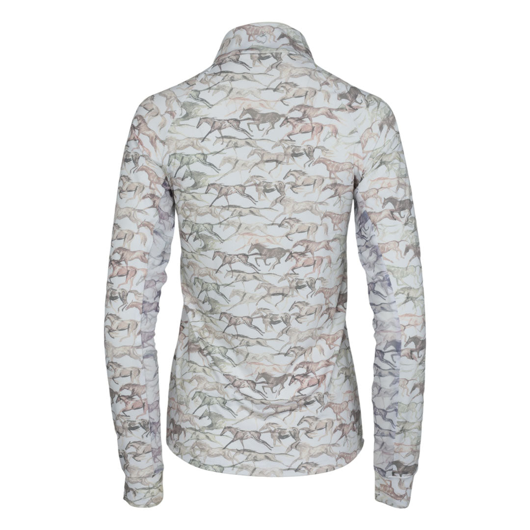 long sleeve riding shirt horse pattern