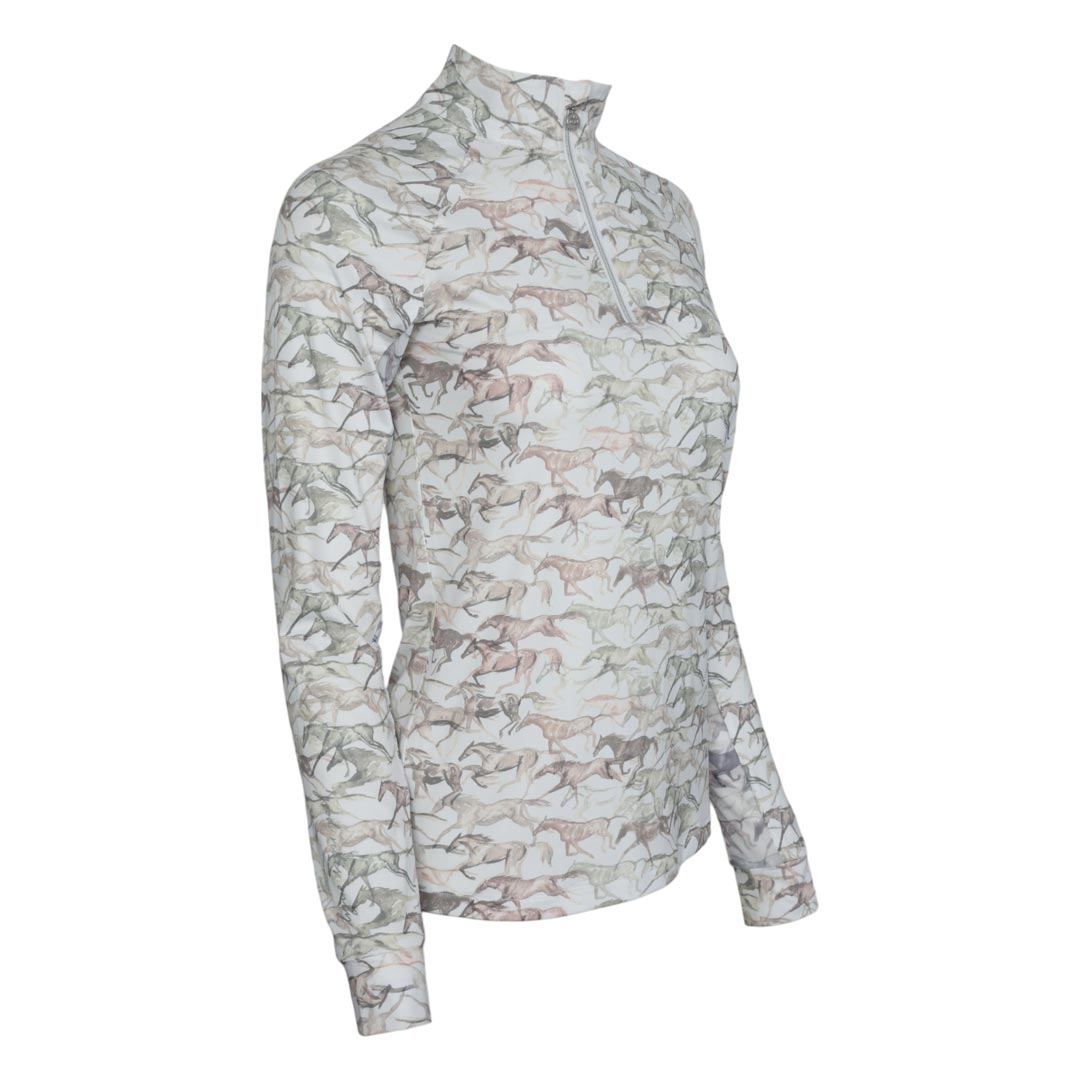 long sleeve riding shirt horse pattern