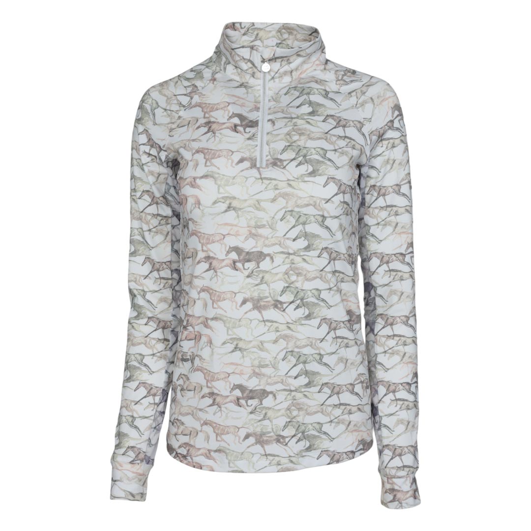 long sleeve riding shirt horse pattern