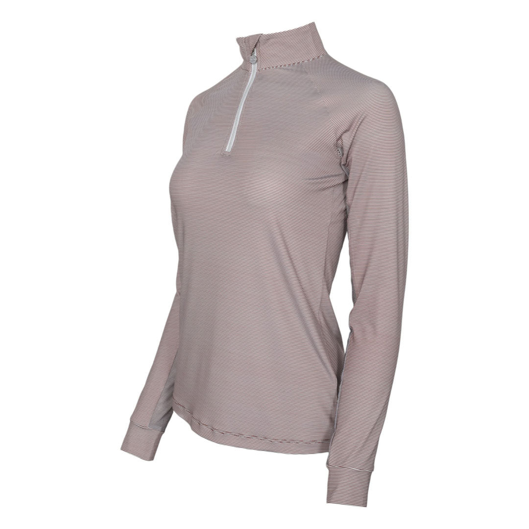 Long-sleeve shirt with a quarter zip on a white background