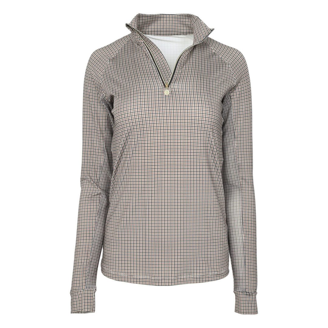 long sleeve houndstooth print riding shirt