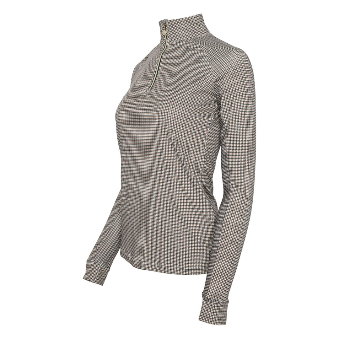 long sleeve houndstooth print riding shirt