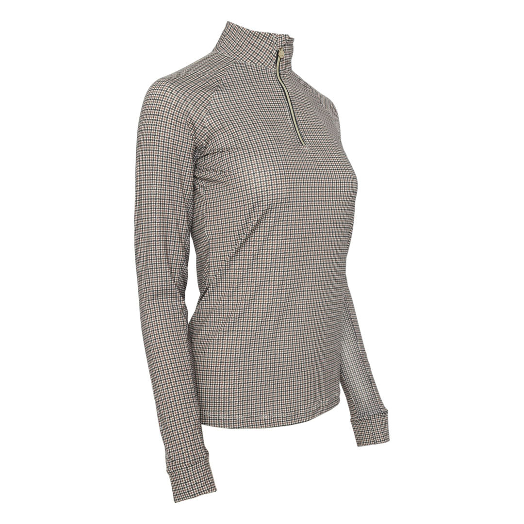 long sleeve houndstooth print riding shirt