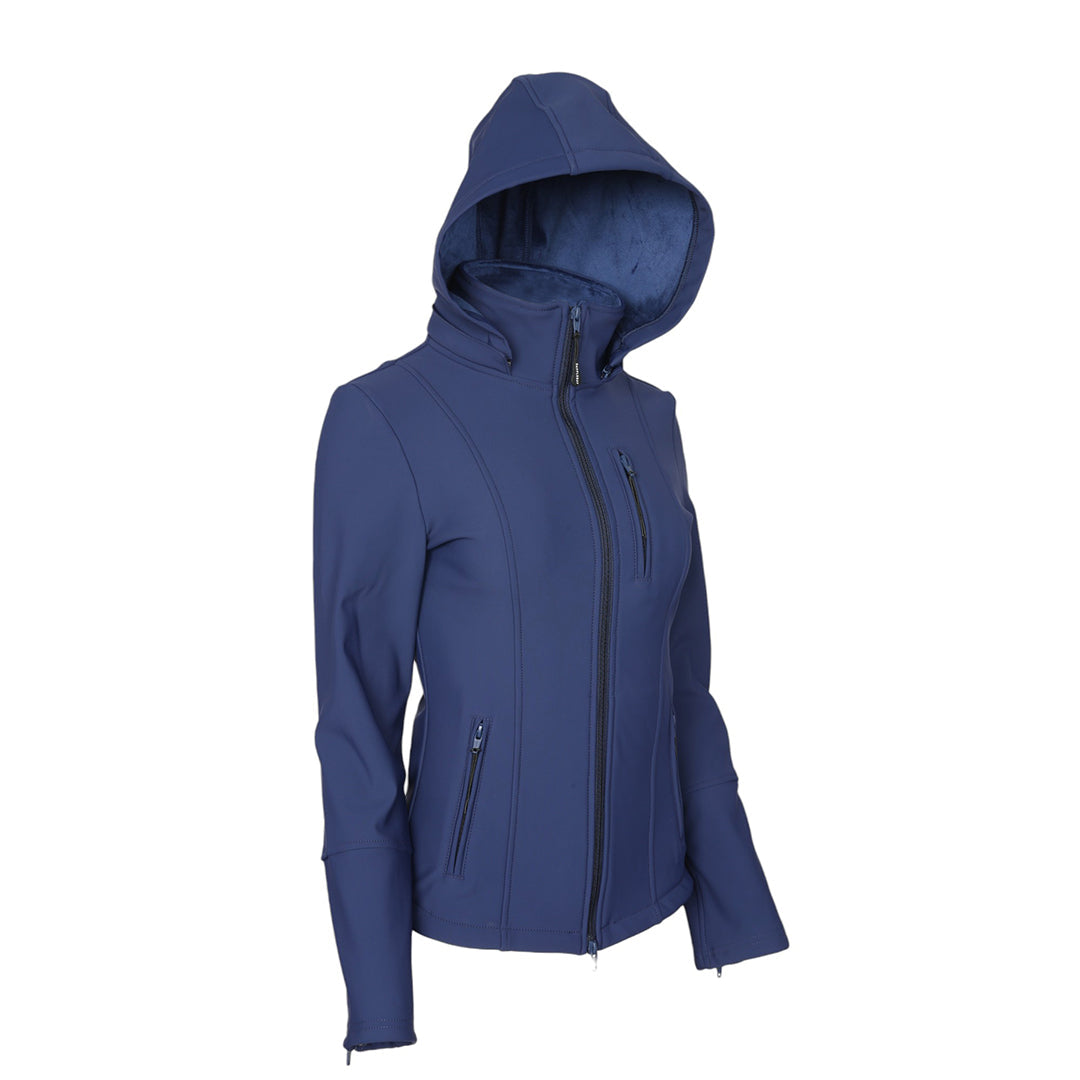 Blue hooded jacket on a white background