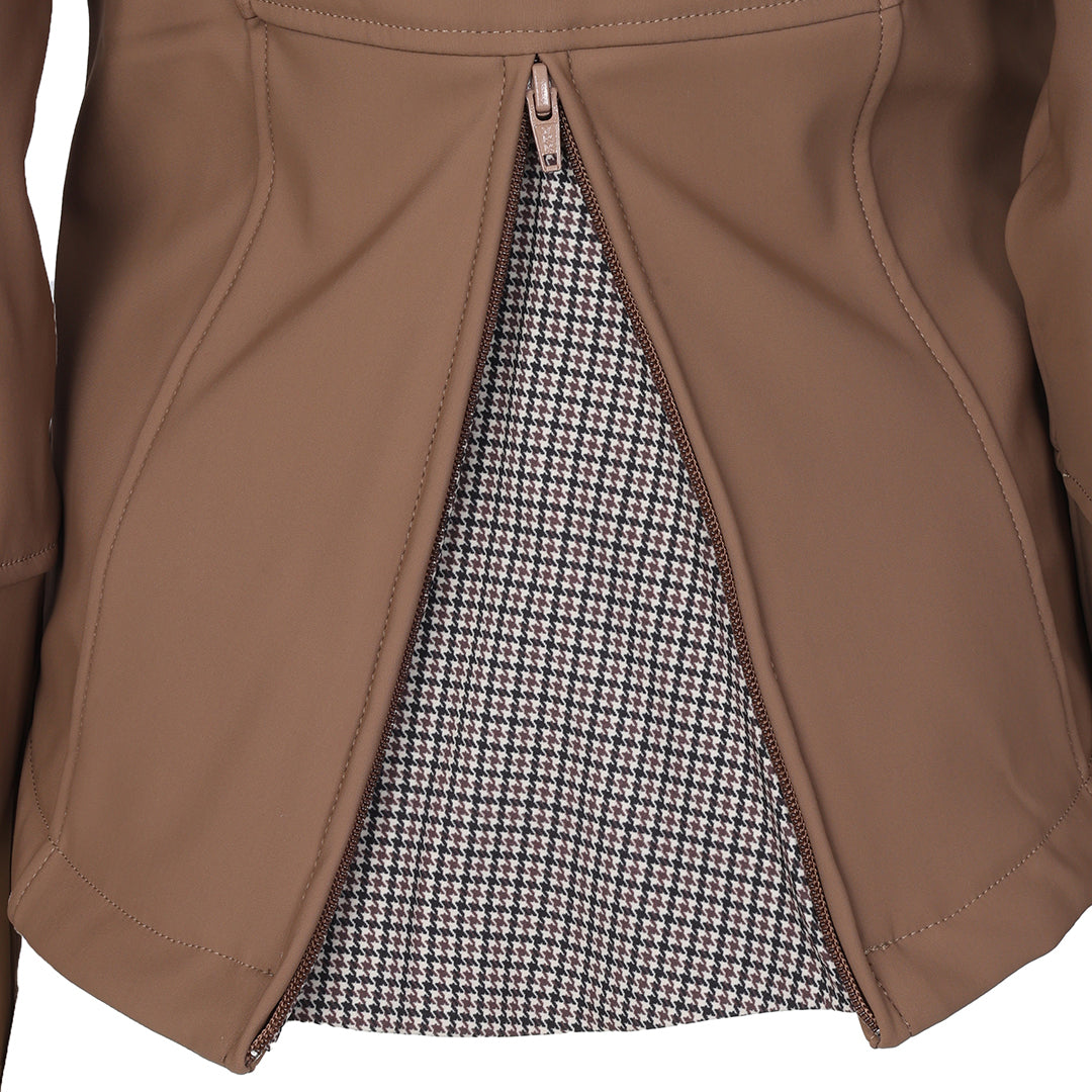 Brown jacket with a houndstooth pattern lining 