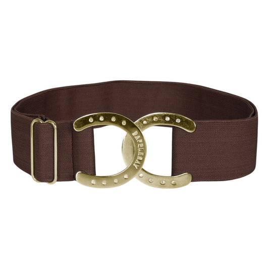 brown belt with horseshoe accent