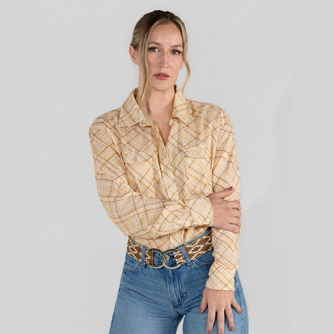 yellow patterned shirt