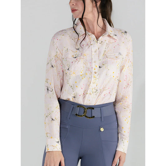 light pink floral long sleep button down
