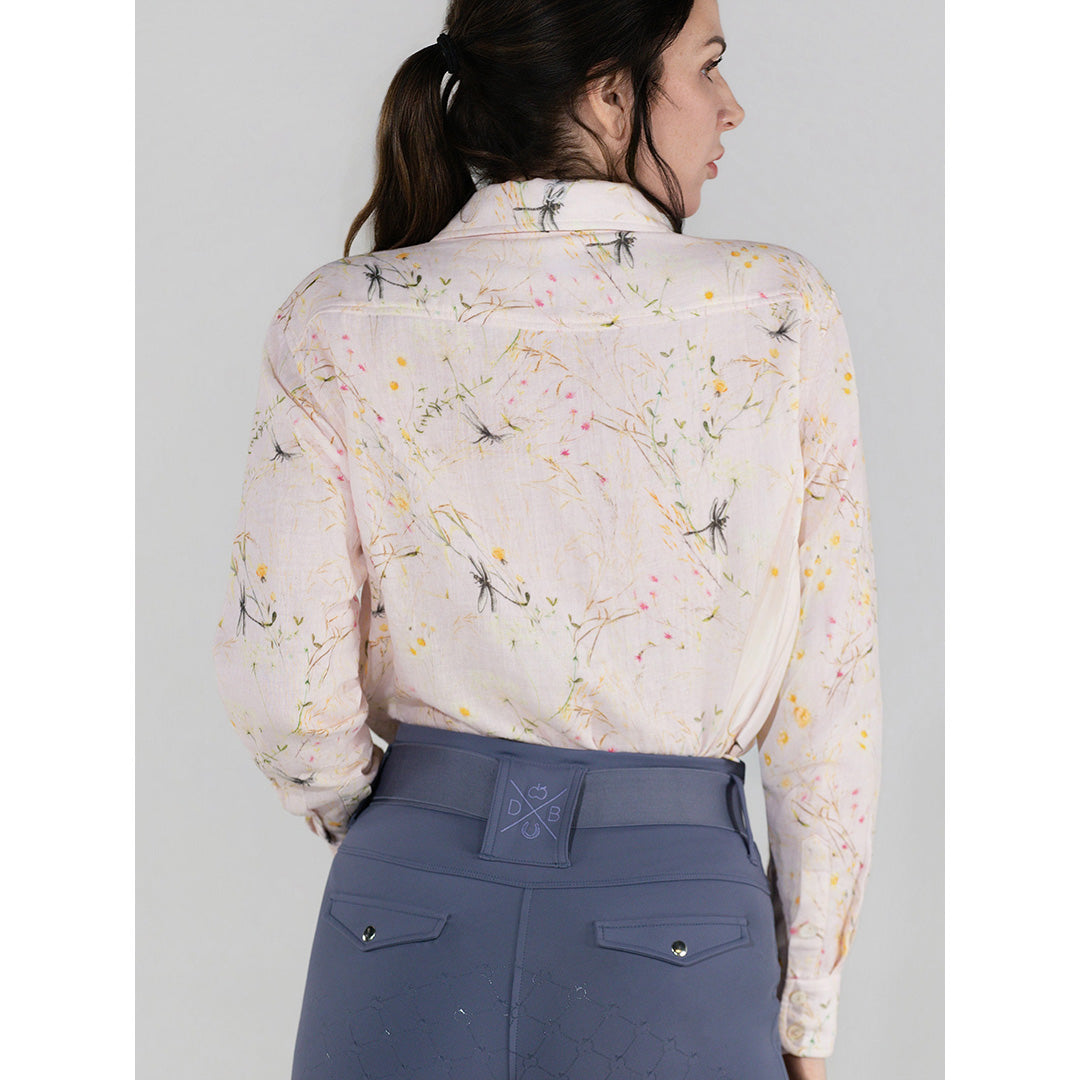 light pink floral long sleep button down