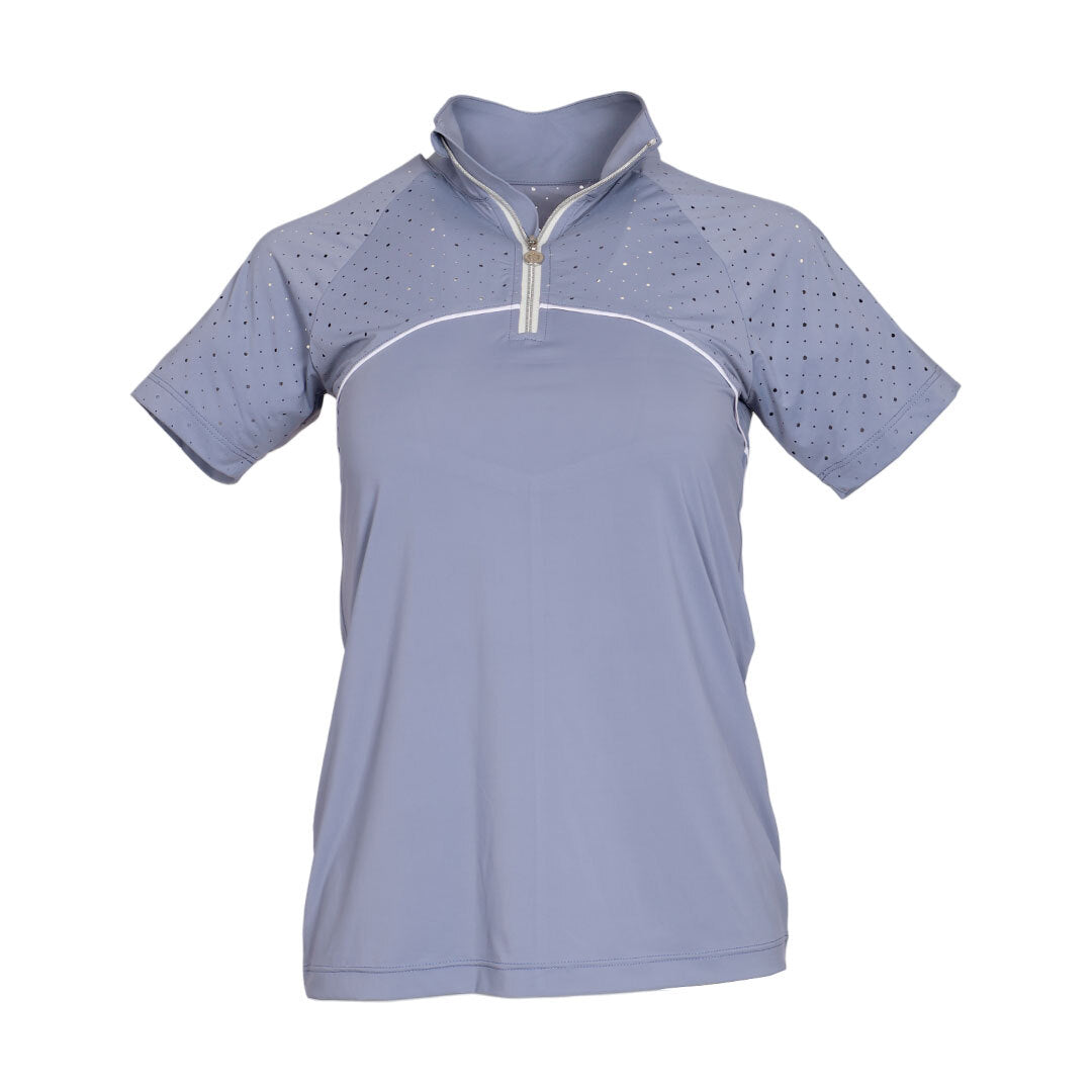 blue riding shirt