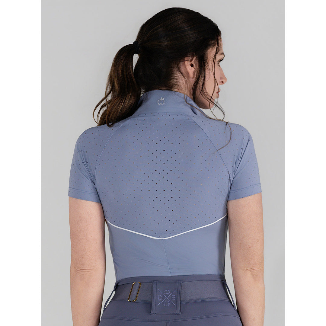 blue riding shirt