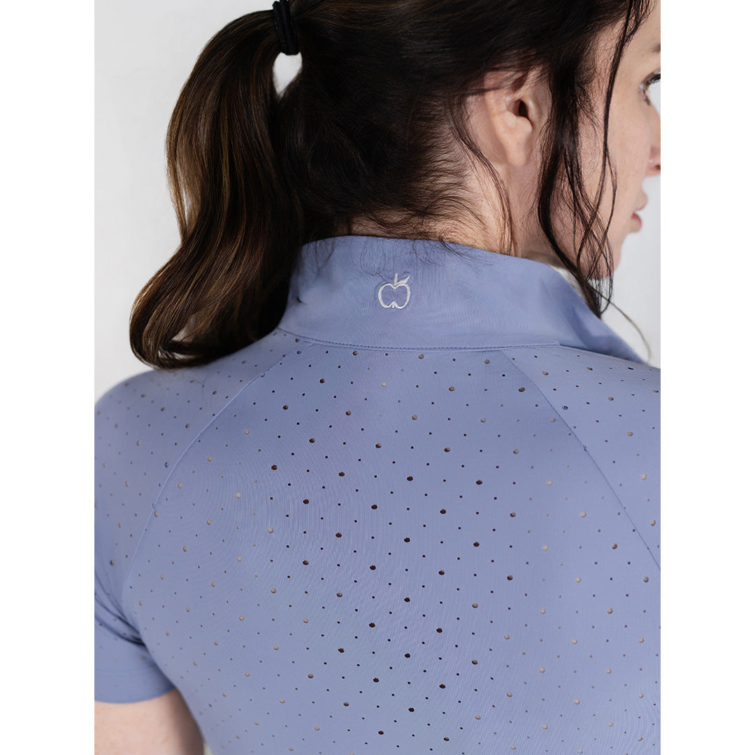 blue riding shirt