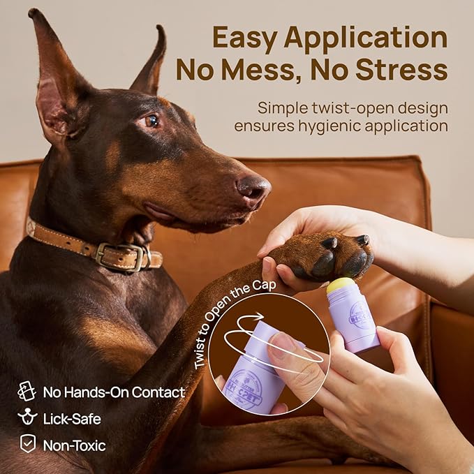 HICC PET Dog Paw Balm 0.53 oz for Dogs & Cats, Soothing Paw Balm Dogs Lick Safe, Moisturizing and Healing Dry Cracked Paws Cat Paw Balm, All-Natural Paw Wax for Dogs, Improves Rough Paws Relieves Odor