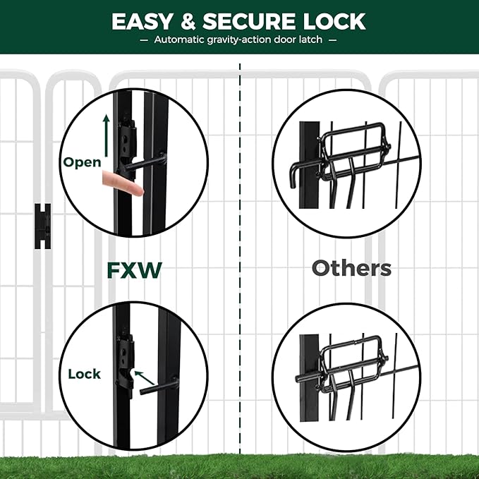 FXW Rollick Unleashed Dog Playpen for Indoor, Yard, RV Camping, 50 inch 16 Panels for Large Dogs, Black│Patented