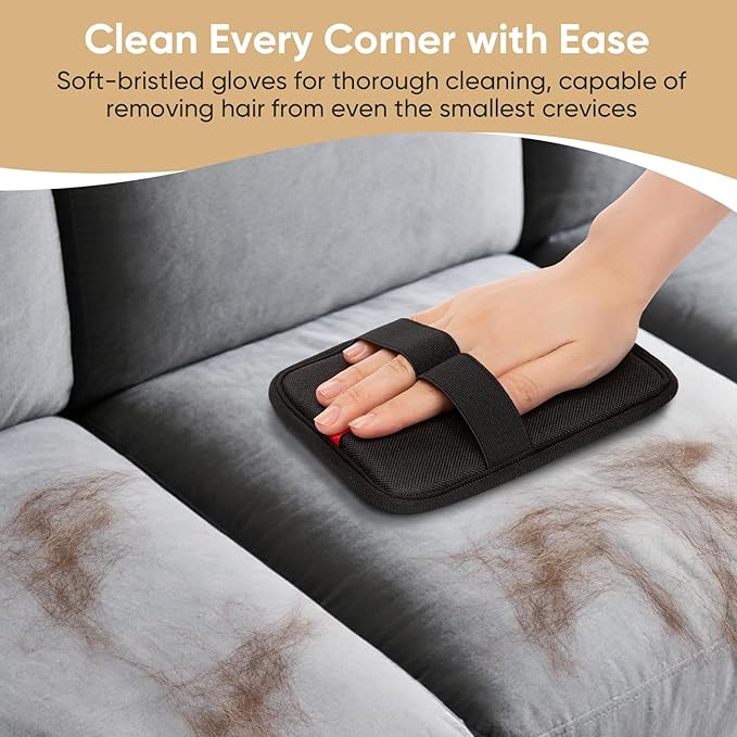 Pet Hair Remover, Electrostatic Pet Hair Removal Gloves, Reusable Cat & Dog Hair Remover for Couch, Furniture, Carpet, Curtain, Upgraded Animal Fur Removal Tool, Cat Grooming Gloves-2 PCS