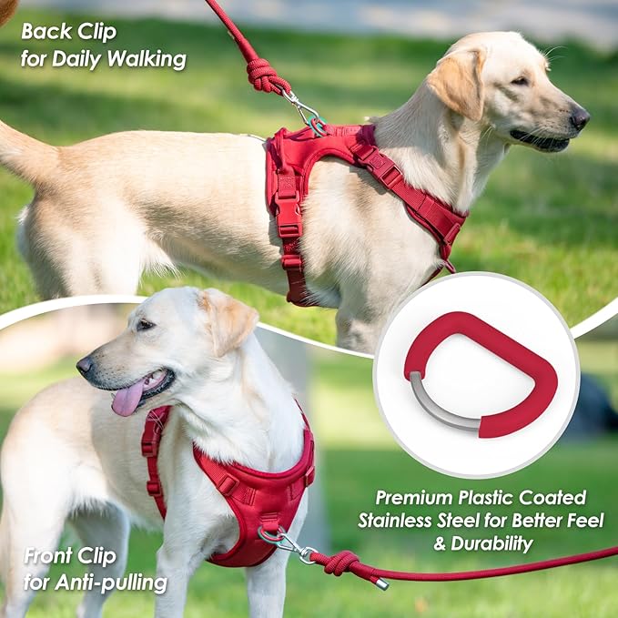 No Pull Dog Harness, Puppy Vest with Front Clip for Small Medium Large Sized Dog(Burgundy Red,S)