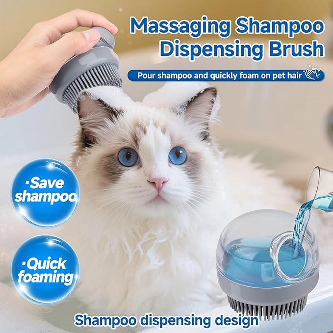 Pet Steam Brush for Dog & Cat – 3-in-1 Spray Hair Removal Comb for Shedding & Grooming Water-Free Shampoo, Bath Gloves,Bath Brush, Tooth & Ear Brush, Towel (10PCS)