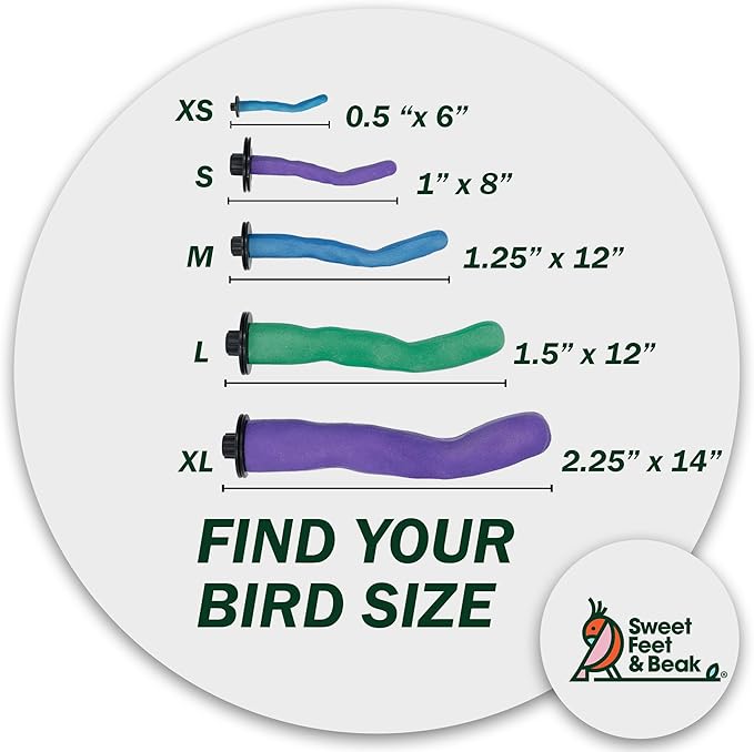 Brid Cage Safety Pumice Perch - Trims Nails and Beak - Promotes Healthy Nails and Beaks - Safe Non-Toxic Bird Supplies for Bird Cages - Large 12"