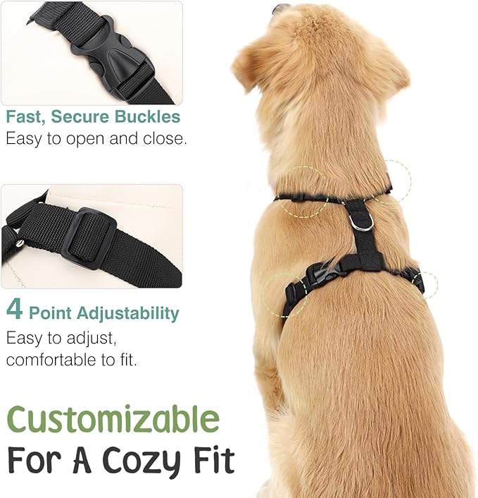 Dog Seat Belt, Safety Vest Dog Car Harness with Adjustable Buckle Dog Seat Belt for Vehicle Nylon Pet Safety Seat Belts Heavy Duty(S, Black Daisy)