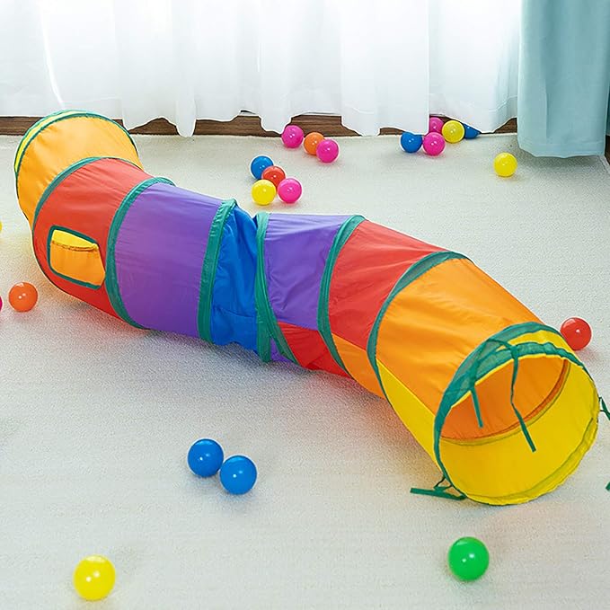 iCAGY Cat Tunnel for Indoor Cats Interactive, Rabbit Tunnel Toys, Pet Toys Play Tunnels for Cats Kittens Rabbits Puppies Crinkle Pop Up Yellow 47" Shape S