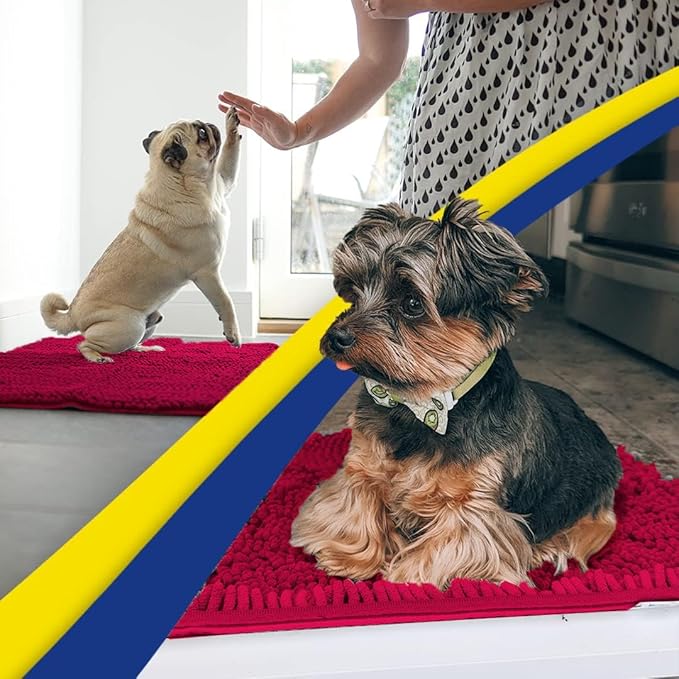Muddy Mat® Shown on TV – Super Absorbent Door Mat Indoor, Microfiber Quick Dry Chenille Entryway Rug, Non-Slip Front Door Mat, Indoor Mats for Entryway, Machine Washable Pet Rug, Maroon 36"x60"