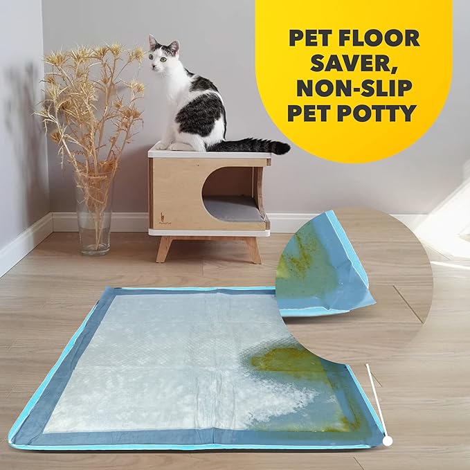 TidyFriend 2 Pack Dog Pee Pad Holder Tray Fits for 24” x 24” Wee Wee Pee Pads - Stable Grip, Raised Edges, Quick-Wipe Silicone Surface Dog Potty Tray Holder for Indoor Flooring Protection (Sky Blue)