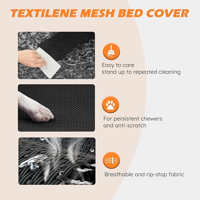 Heeyoo Elevated Dog Bed, Cooling Raised Pet Cot with Chew Proof Washable Breathable Mesh and Metal Frame, Portable Dog Cot Bed with No-Slip Feet for Outdoor or Indoor Use