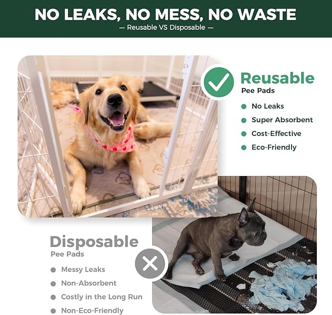 FXW Washable Pee Pads for Dogs, Puppy Pads with Super Absorbent, Specifically Designed for 48inch Cages, 47" × 29" Rectangle, Khaki, 2 Packs