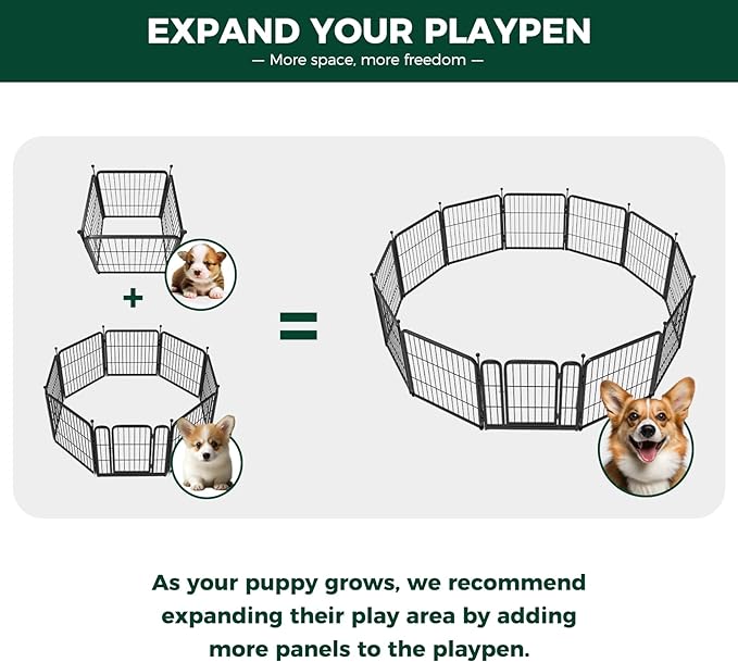 FXW Rollick Unleashed Dog Playpen for Indoor, Yard, RV Camping, 24 inch 4 Panels for Small and Puppy Dogs, Black│Patented
