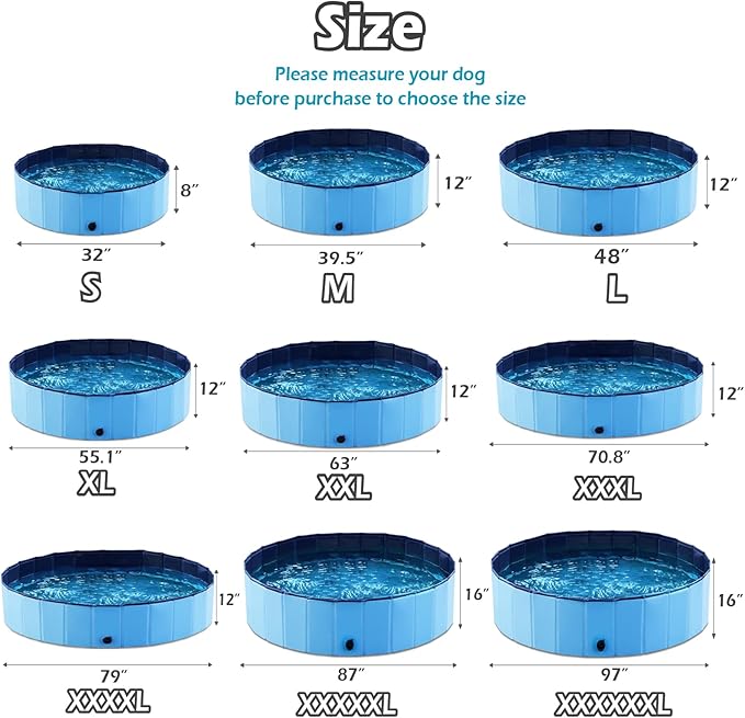 Jasonwell Foldable Dog Pet Bath Pool Collapsible Dog Pet Pool Bathing Tub Kiddie Pool Doggie Wading Pool for Puppy Small Medium Large Dogs Cats and Kids 48" Blue
