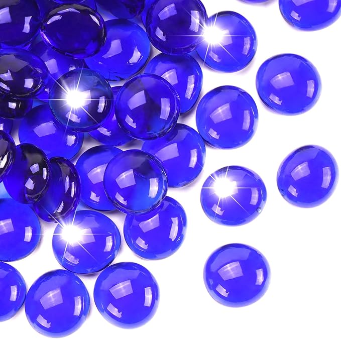 5LB Cobalt Blue Flat Glass Marbles for Vases, Gemstone Beads Vase Filler Decorative Glass Pebbles for Fish Tank, DIY Crafts, Aquarium Decor Rocks