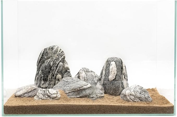 Natural Aquarium Rocks Silver Seiryu Rock Mountain Stone Fish Rocks for Aquariums and Terrariums Animal Feeding Box, Micro Landscape, Stone Landscape and Bonsai (5lb 2-5inch 4-5Pcs)