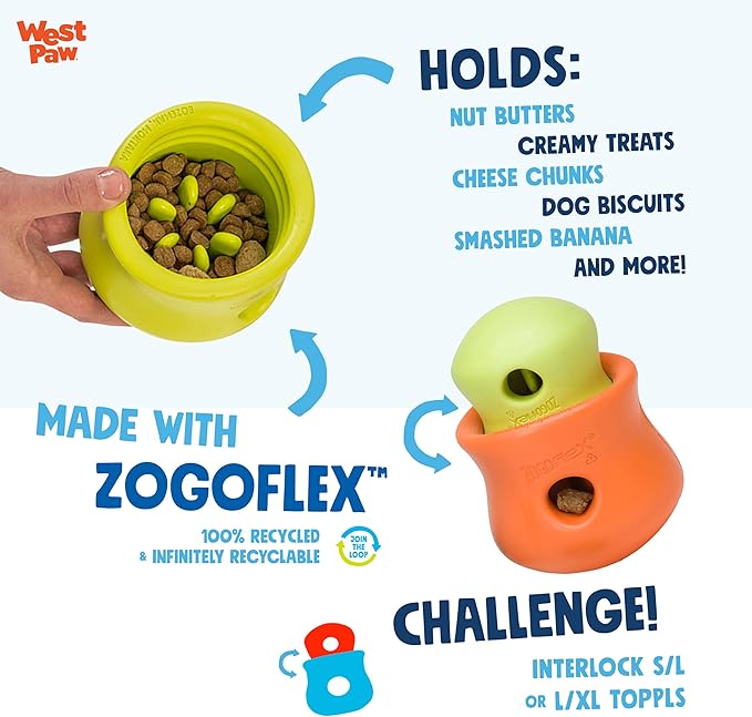 WEST PAW Zogoflex Limited Edition Toppl Treat Dispensing Dog Toy Puzzle – Interactive Chew Toys for Dogs – Dog Toy for Moderate Chewers, Fetch, Catch – Holds Kibble, Treats, X-Large 4.75", Bubblegum
