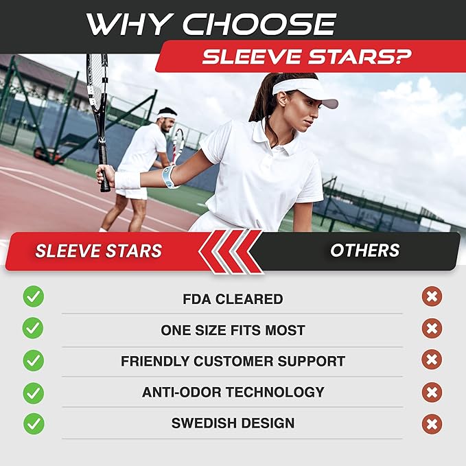 Sleeve Stars Tennis Elbow Brace for Men & Women, Tendonitis Elbow Brace & Strap Golfers Elbow Brace Counterforce Band for Tendon Pain Relief & Support for Forearm w/ 3 Straps Fits 9-23" (Pair/Light Blue)