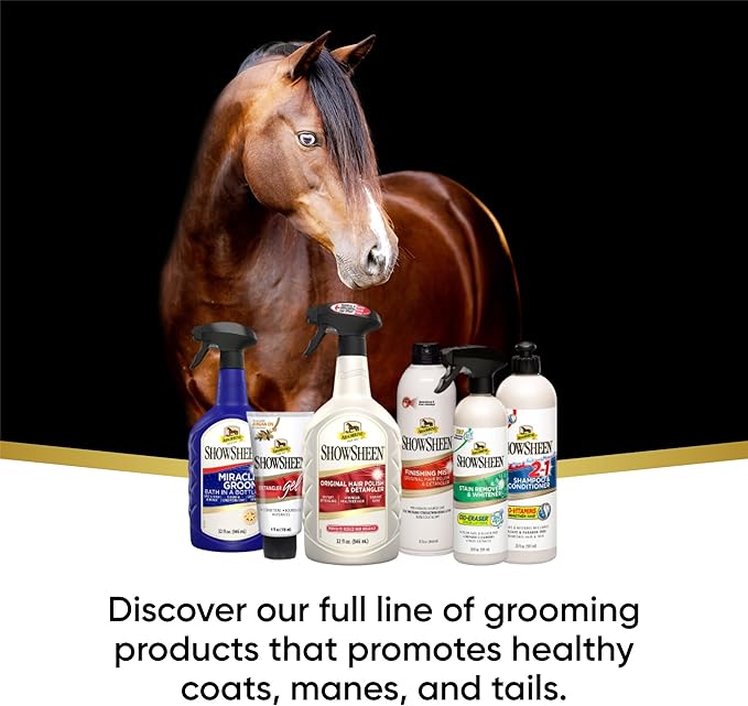 Absorbine ShowSheen Detangler Gel for Coat, Mane & Tail, Moroccan Argan Oil, Tackles Toughest Knots on Horses, Dogs & Livestock, 4oz