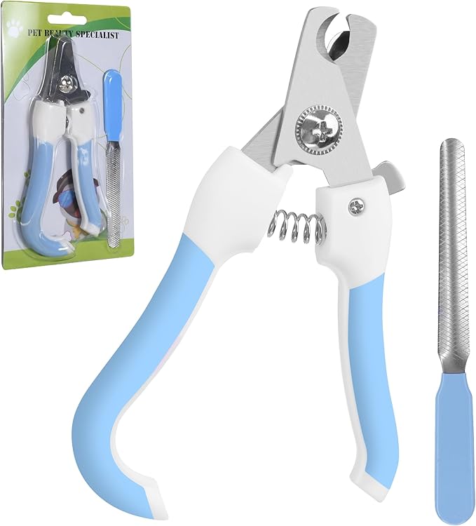 Pet Nail Clippers and Trimmers for Dogs and Cats, Professional Grooming Tool with Safety Guard, Sharp Blades, Free Nail File, Avoid Overcutting, Suitable for Small and Large Pets (Blue)